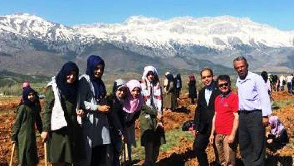 Seydişehir İmam Hatip Ortaokulu öğrencileri, ağaçlandırma alanına fidan dikti.